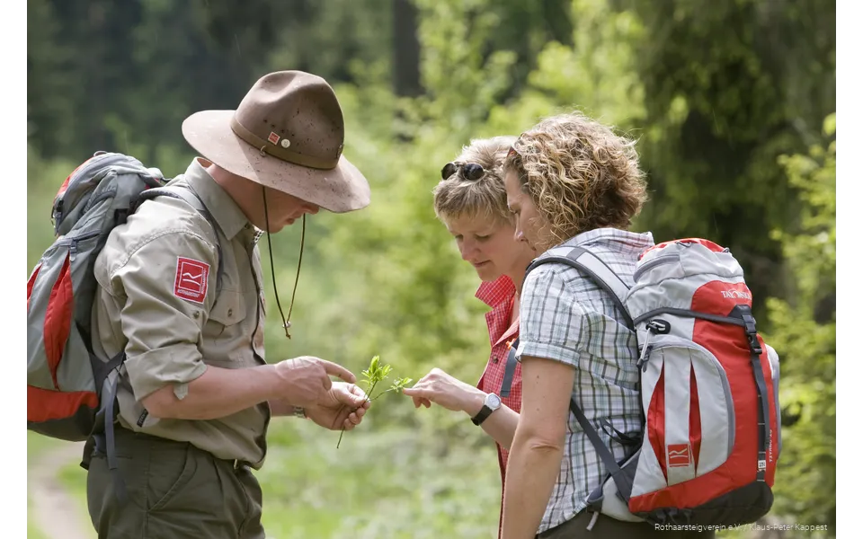 Ranger erklärt zwei Wanderinnen etwas
