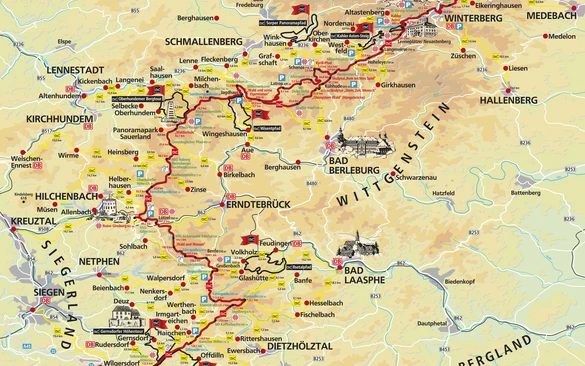 Rothaarsteig-Übersichtskarte Rothaarsteig-Übersichtskarte