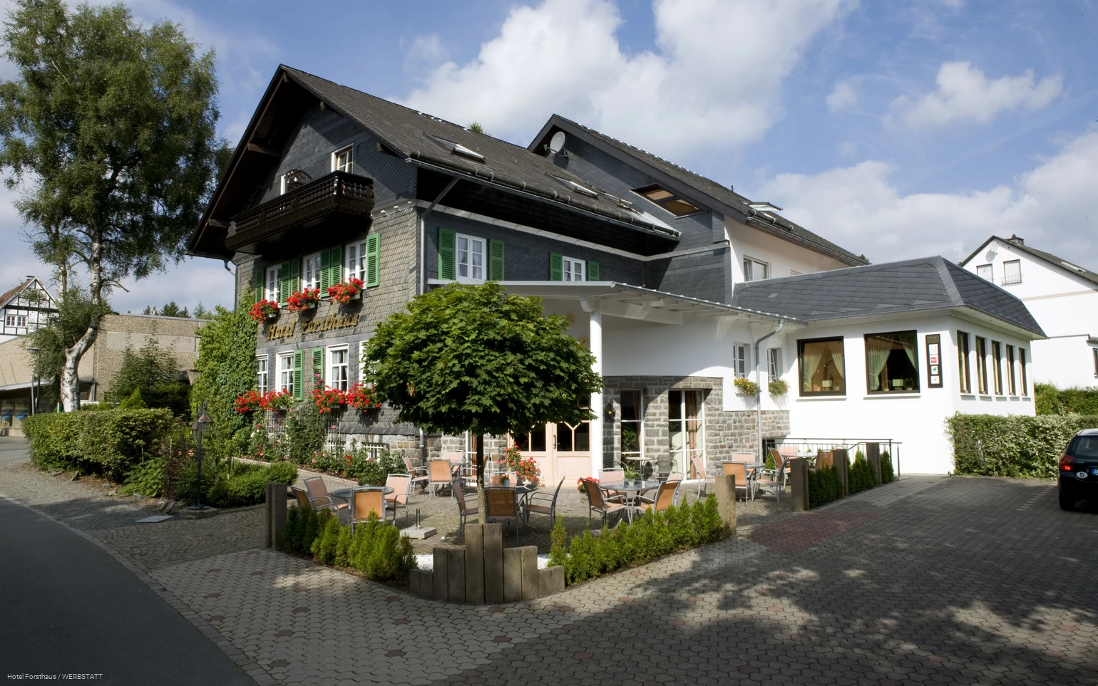 Hotel Forsthaus in Winterberg, Außenansicht Terrasse