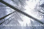 Hängebrücke am Rothaarsteig im Schnee