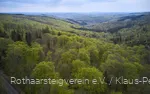 Aussicht über grüne Laubwälder am Rothaarsteig